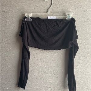 Black over shoulder crop top